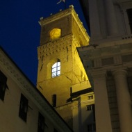Medieval Genoa lit beautifully at night